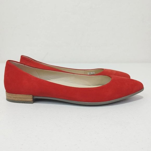 ECCO Shape Pointy Ballerina Women's Red Nubuck Leather Comfort Flats Si… - Picture 1 of 10